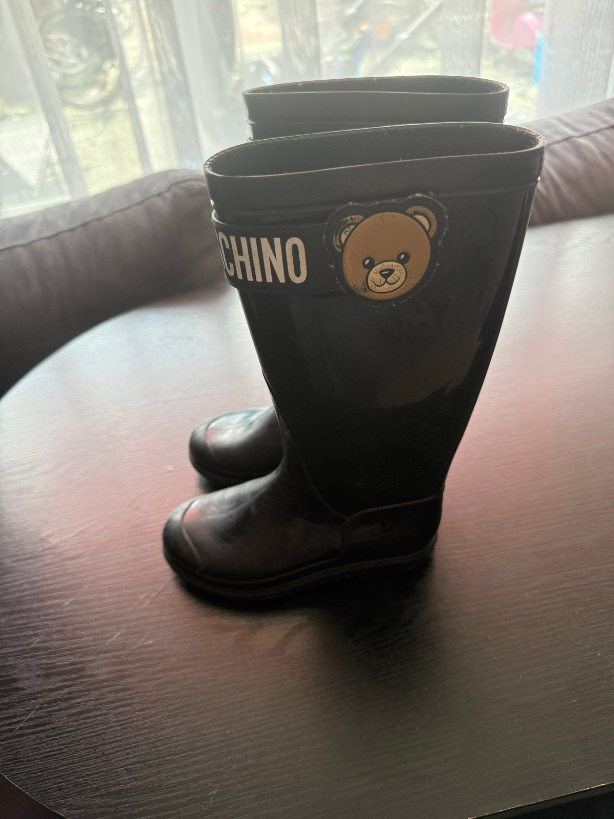 Moschino regenlaarzen met teddybeer logo maat 30, Ophalen, Gebruikt, Jongen of Meisje