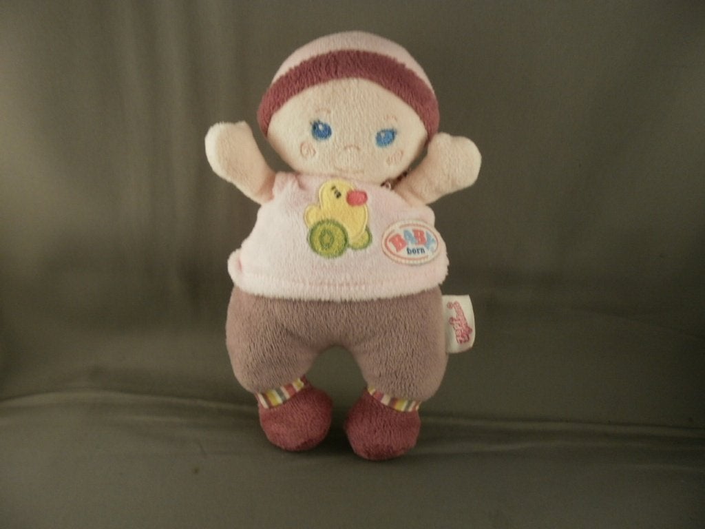 zapf creation baby born popje roze paars rammel 18cm velours, Ophalen of Verzenden, Nieuw, Babypop