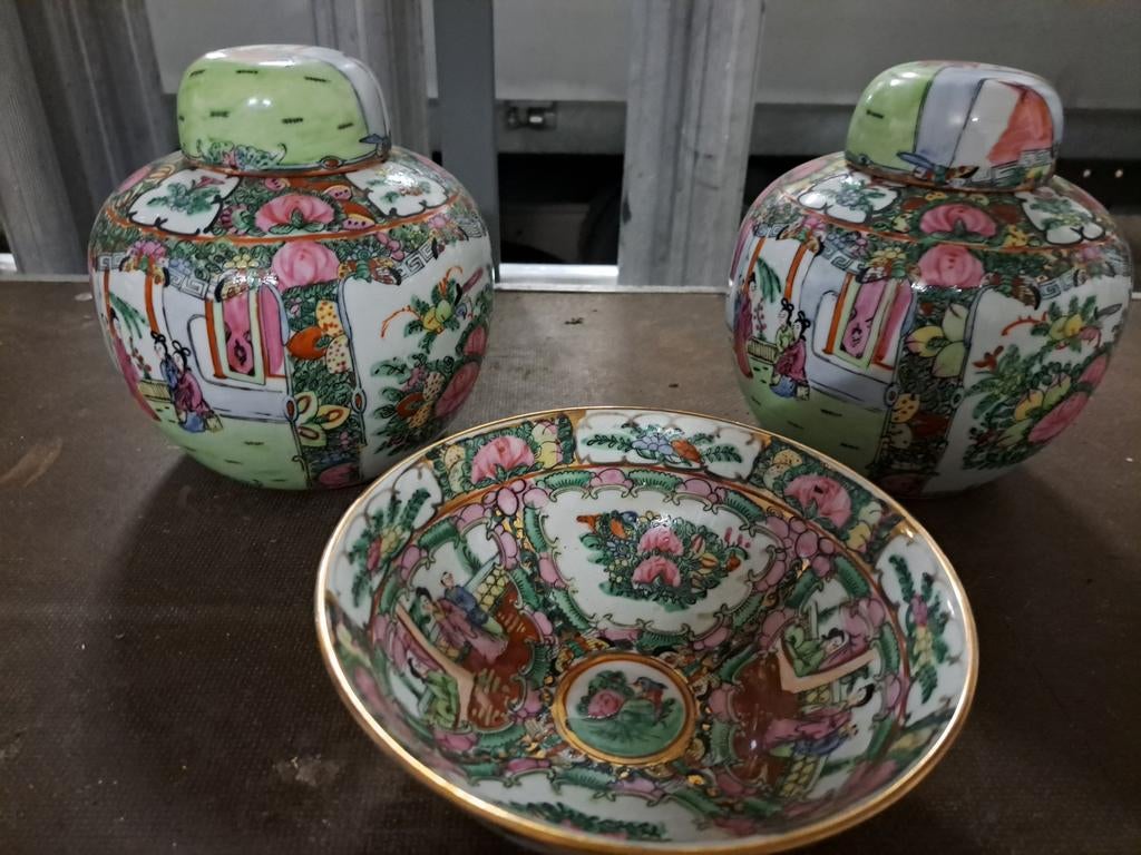2 Chinese potten en 1 Chinese schaal, Ophalen of Verzenden