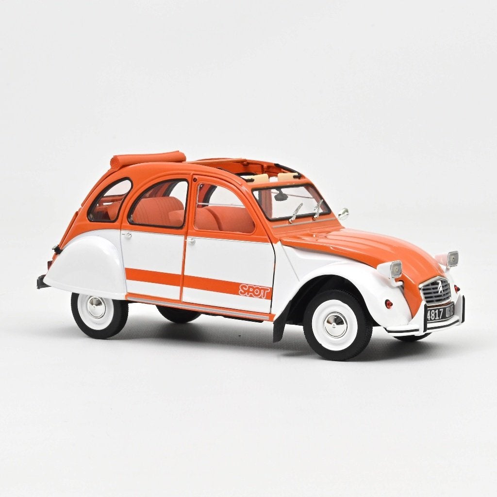 Norev 1:18 Citroen 2CV Spot 1976 wit / oranje. Levering okt, -, Nieuw, Norev, Ophalen of Verzenden
