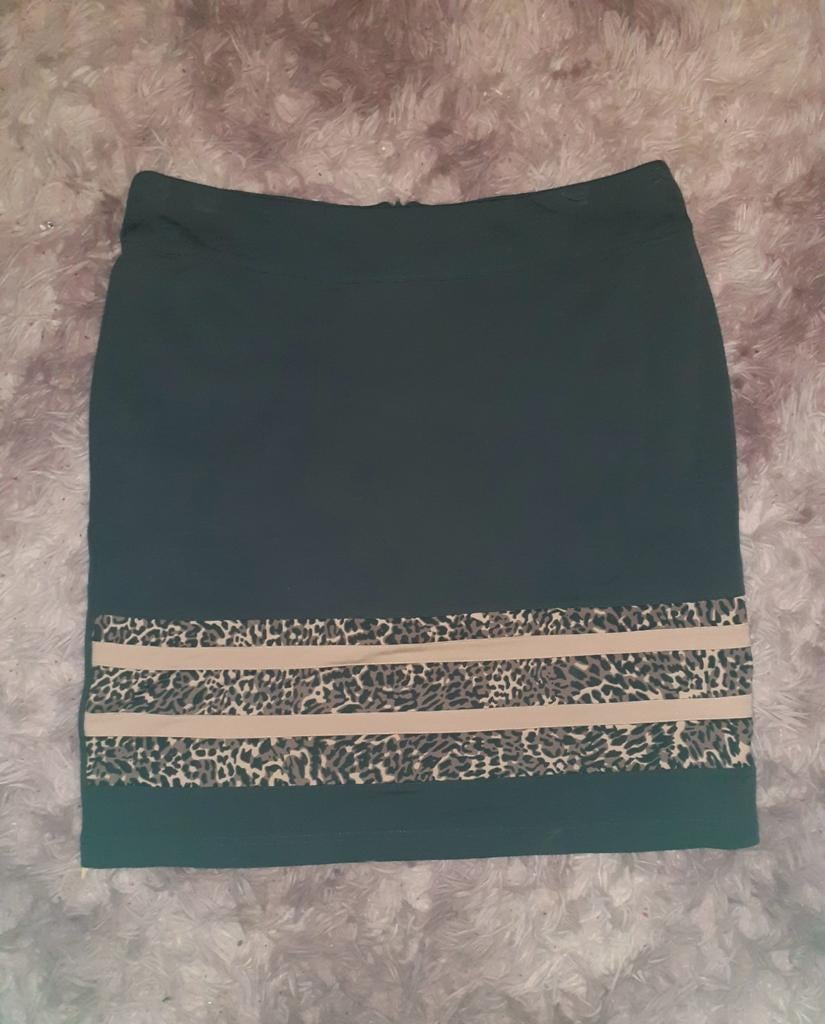 Dolce Vita rok mosgroen met luipaardprint detail, Maat 42/44 (L), Ophalen of Verzenden, Knielengte, Dolce Vita