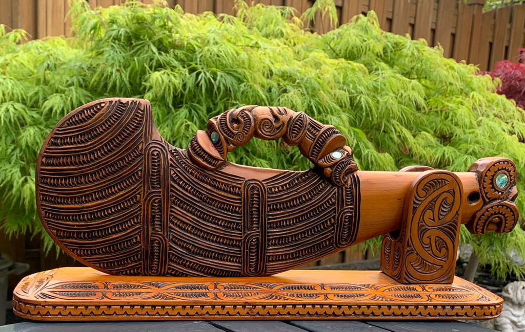 Maori houtsnijwerk Nieuw Zeeland New Zealand Tiki Rotorua NZ, Antiek en Kunst, Ophalen of Verzenden