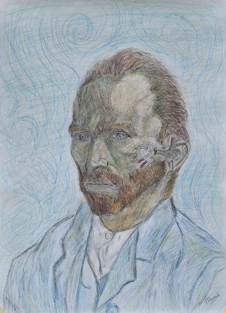 Van gogh als potloodtekening, Ophalen of Verzenden