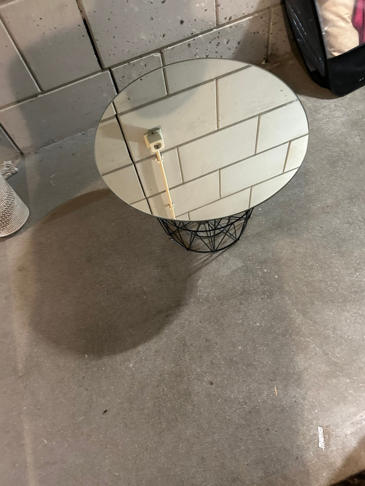 Bijzettafel met houten en spiegel blad, Ophalen, Gebruikt