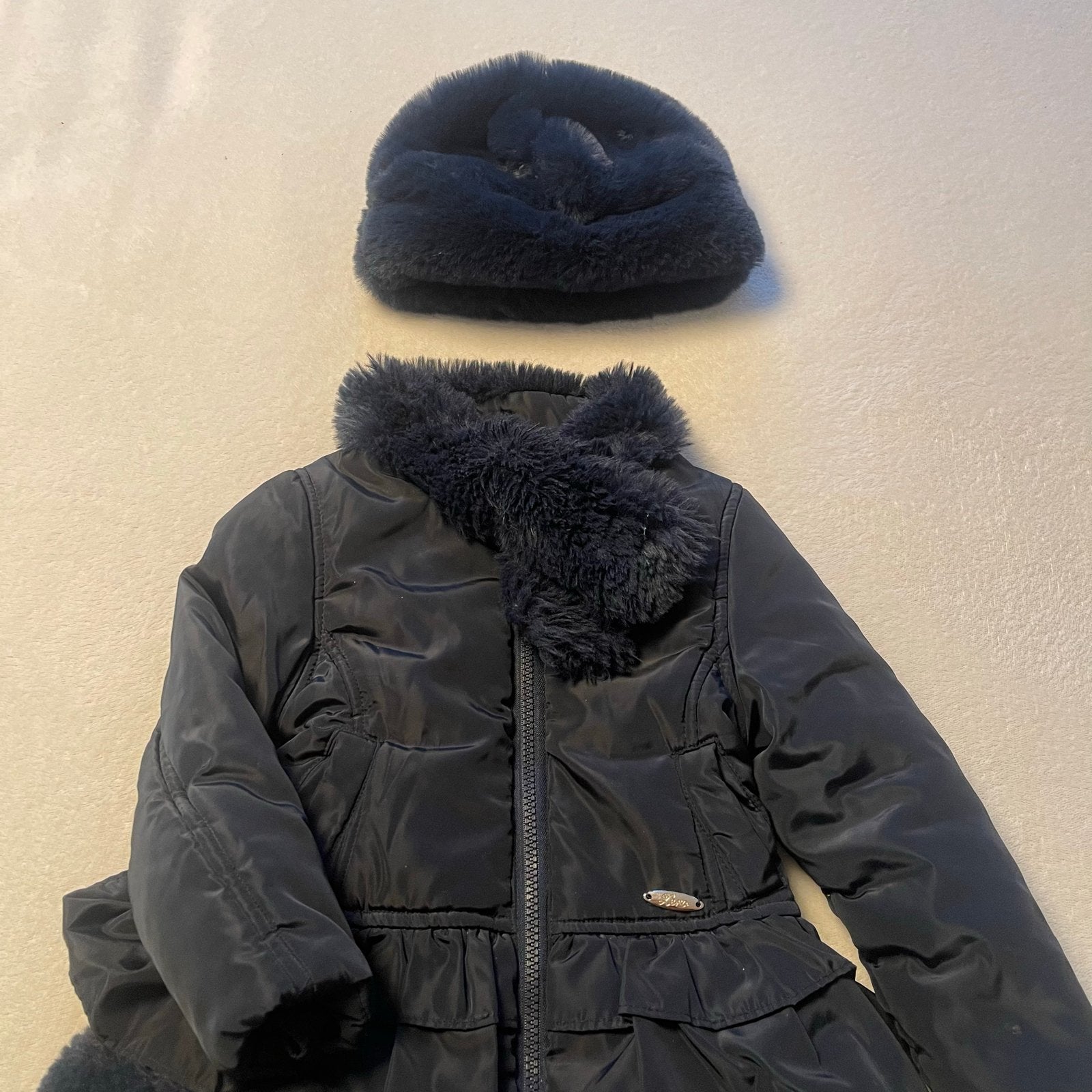 Donkerblauwe winterjas met muts maat 80/86, Ophalen of Verzenden, Zo goed als nieuw, Meisje, Jasje