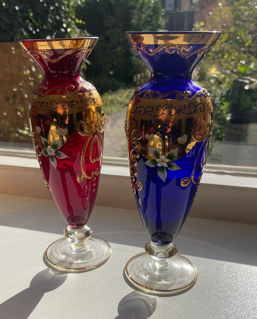 2 Prachtige vazen Boheems kristal, ‘50-‘60    (REK 3), Ophalen of Verzenden