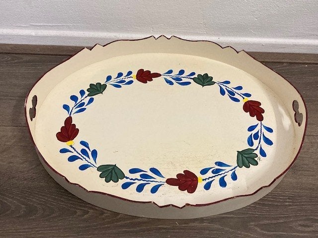 Boerenbont dienblad hout, Huis en Inrichting, Woonaccessoires | Dienbladen, Gebruikt, Ophalen of Verzenden, Dienblad, Ovaal