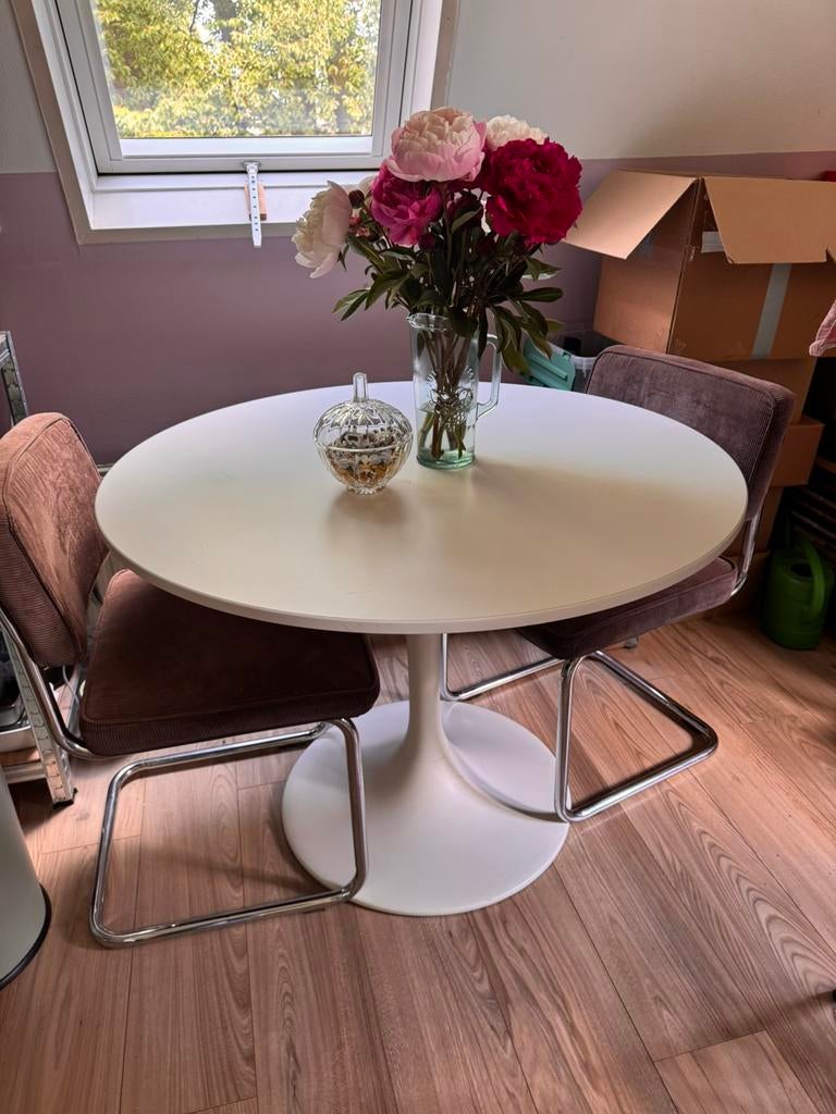Eettafel met stoelen, Ophalen, 100 tot 150 cm, Rond, Tot twee personen