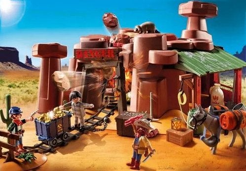 Playmobil Western Goudmijn (5246) en indianen (5252), Ophalen of Verzenden, Zo goed als nieuw, Overige series, Complete set