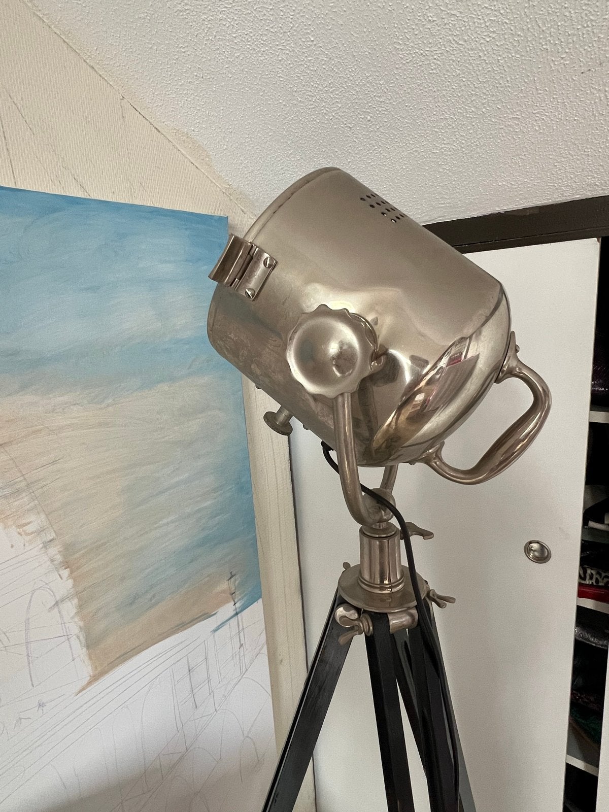 Vintage Studio Lamp / Statief Lamp / Vloerlamp, Ophalen, Gebruikt, Metaal, 150 tot 200 cm