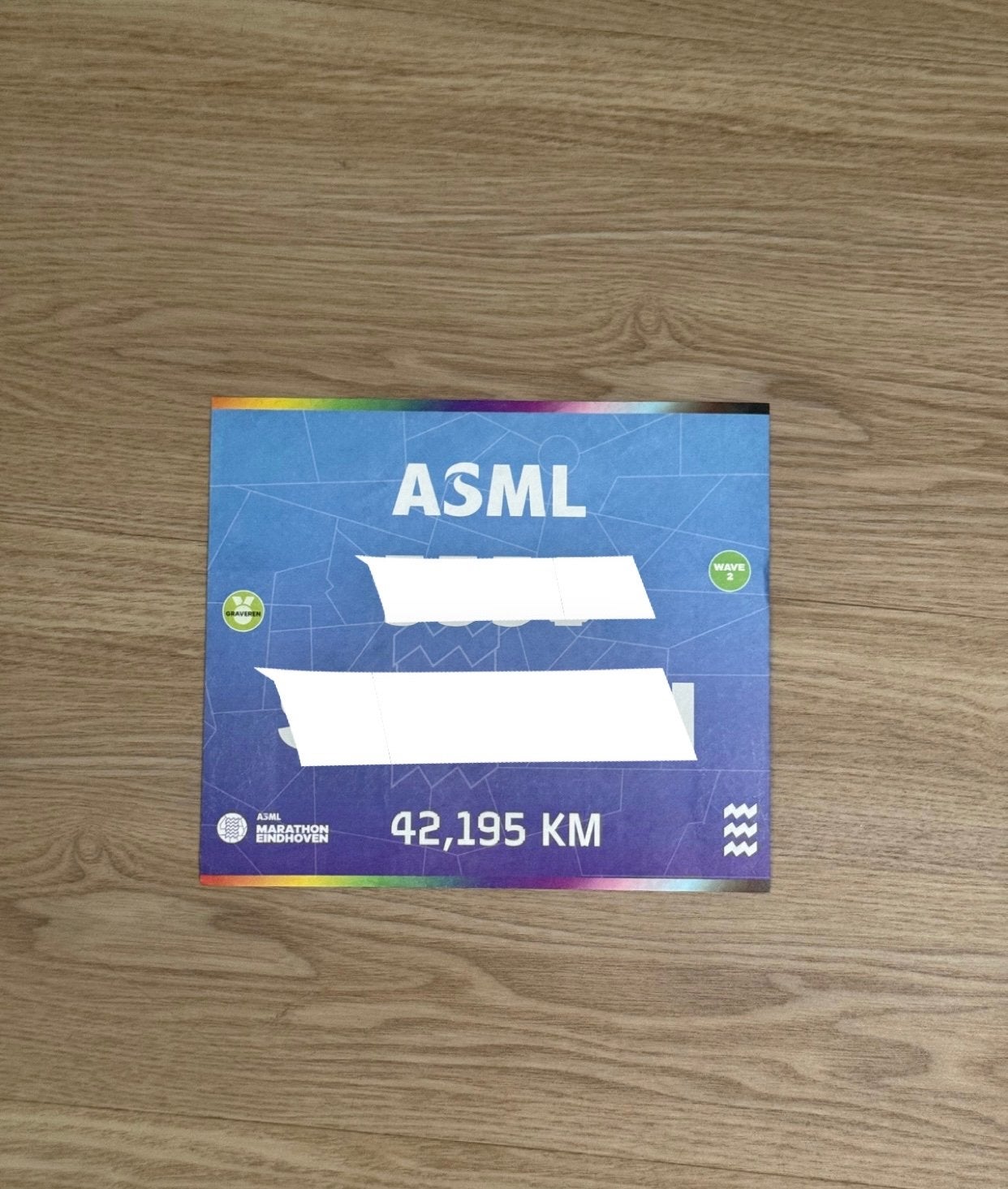 Startnummer ASML Marathon Eindhoven 42,195 KM + gravering, Overige merken, Overige typen, Nieuw, Ophalen of Verzenden