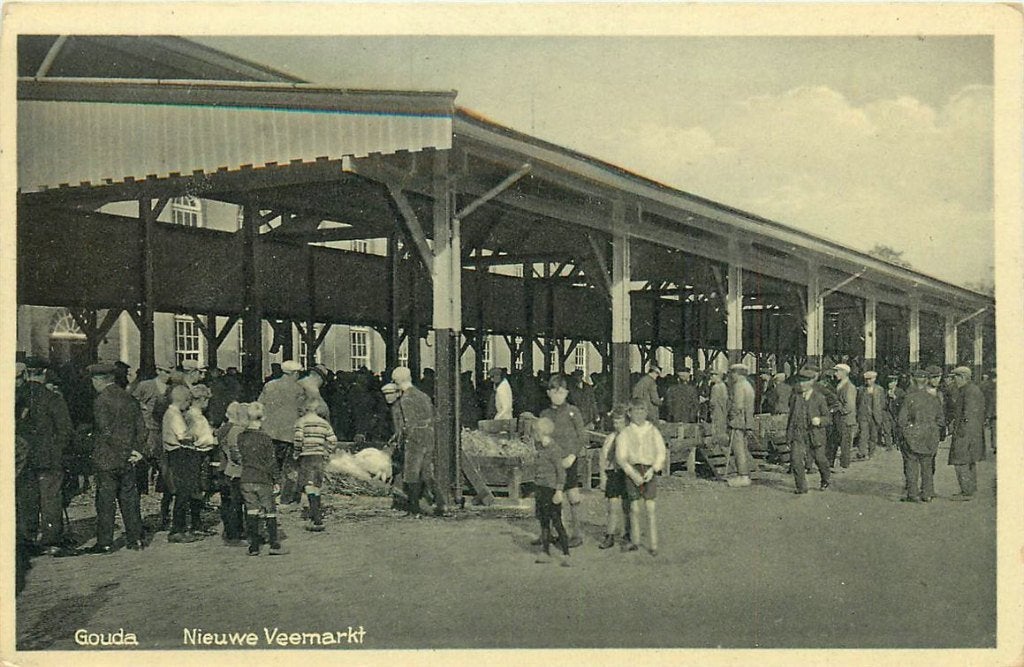 701-260-001 Gouda Nieuwe Veemarkt, Verzamelen, Ophalen of Verzenden, Voor 1920, Zuid-Holland