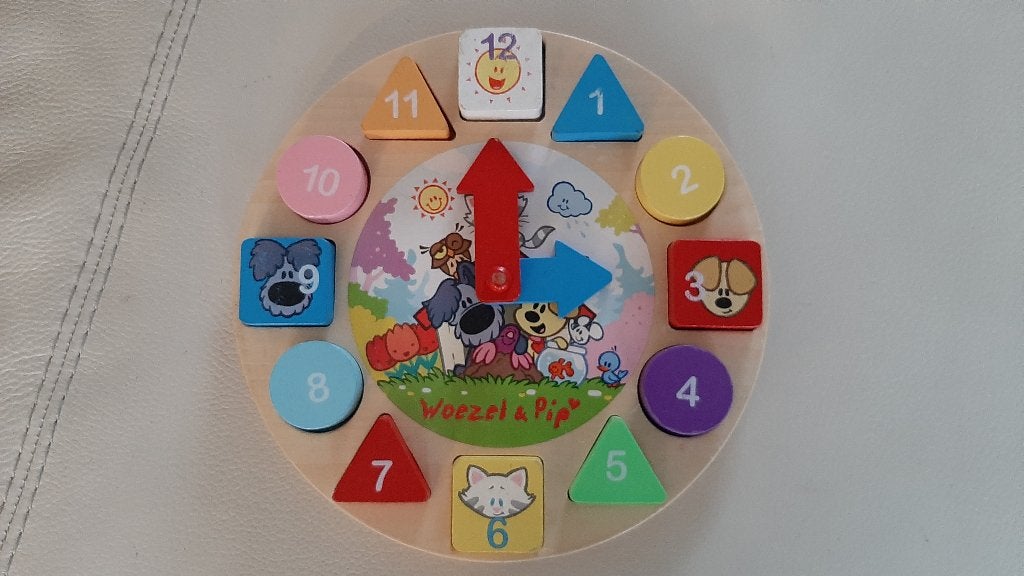 Houten klok puzzel van Woezel en Pip, Ophalen of Verzenden, Gebruikt, Overige typen