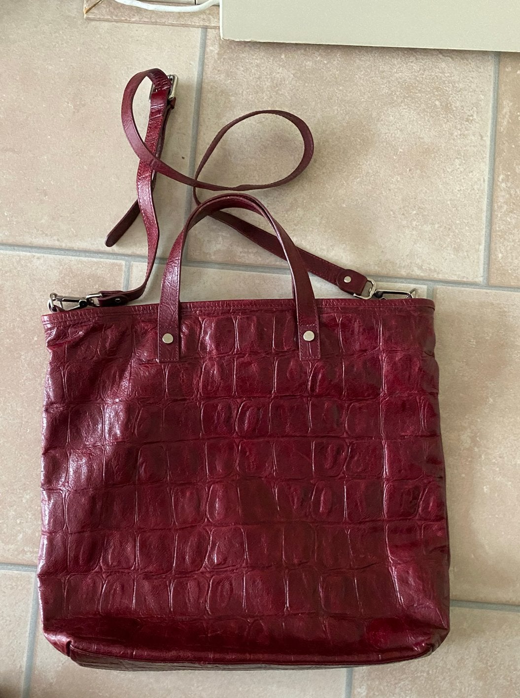 Gianni Chiarini Leren Shopper/Handtas - Krokodillenprint, Sieraden, Tassen en Uiterlijk, Tassen | Damestassen, Ophalen of Verzenden