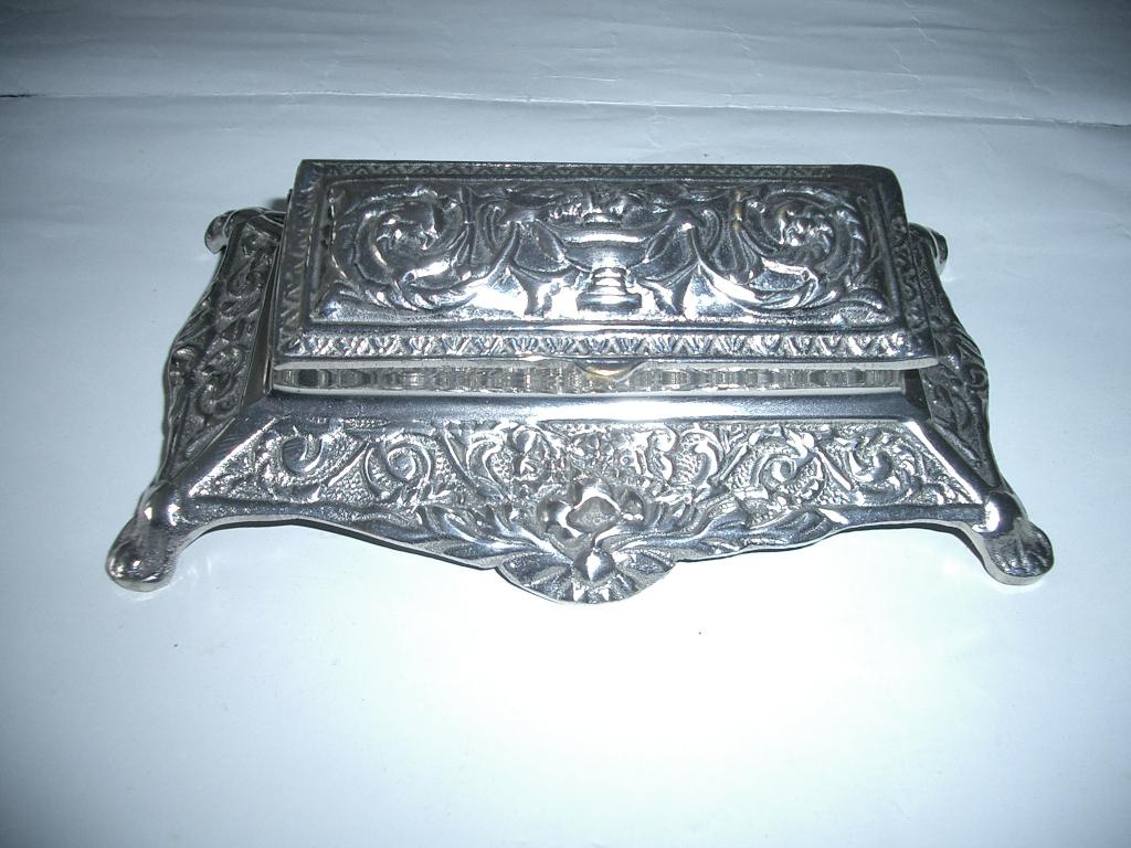 postzegeldoos antiek artdeco brons zilver sfeer verzamelen, Ophalen of Verzenden, Brons