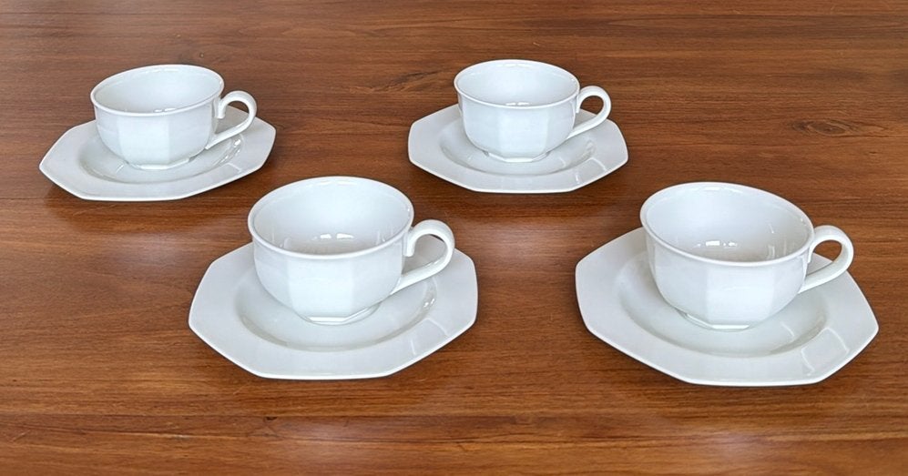 4 Villeroy & Boch Astoria Weiss kop en schotels, Ophalen of Verzenden, Zo goed als nieuw, Overige stijlen, Kop(pen) en/of Schotel(s)
