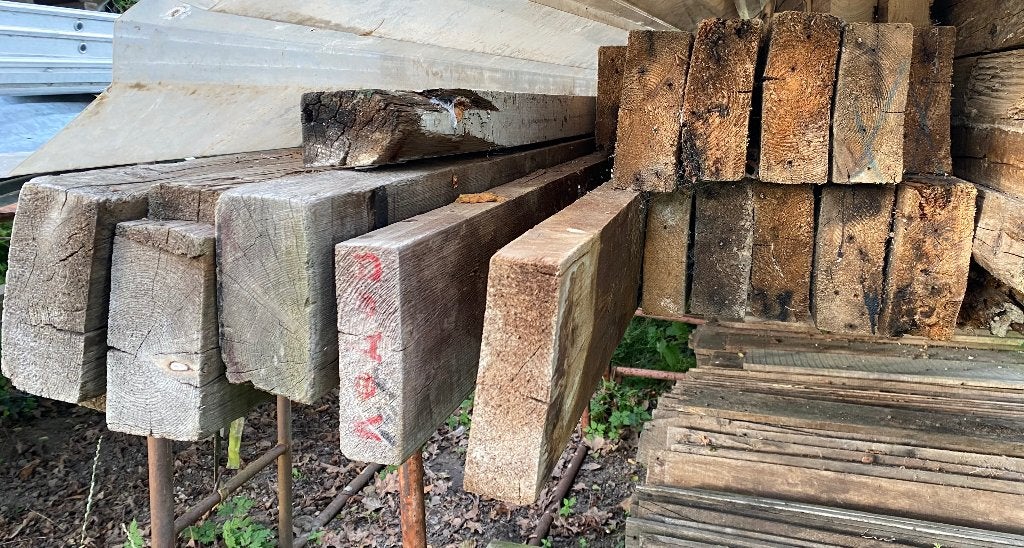 houtenbalken, Doe-het-zelf en Verbouw, Hout en Planken, Ophalen, Gebruikt, Balk, Vuren