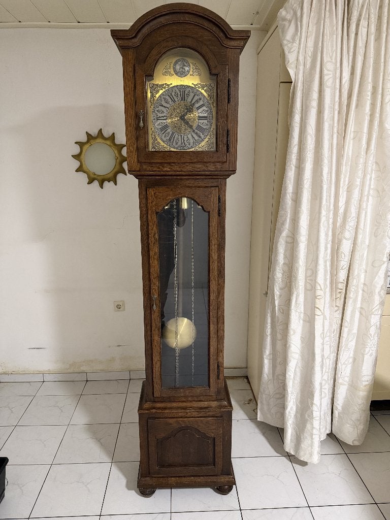 Prachtige eikenhouten staande klok Interclock, Ophalen