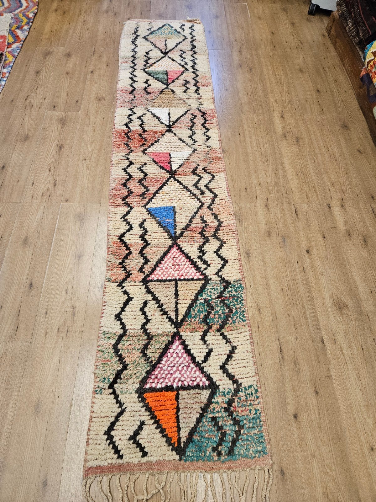 Handgeknoopt oosters tapijt loper beni mrirt 286x63, Vof Slats Antiek, Crème, Rechthoekig, Berber