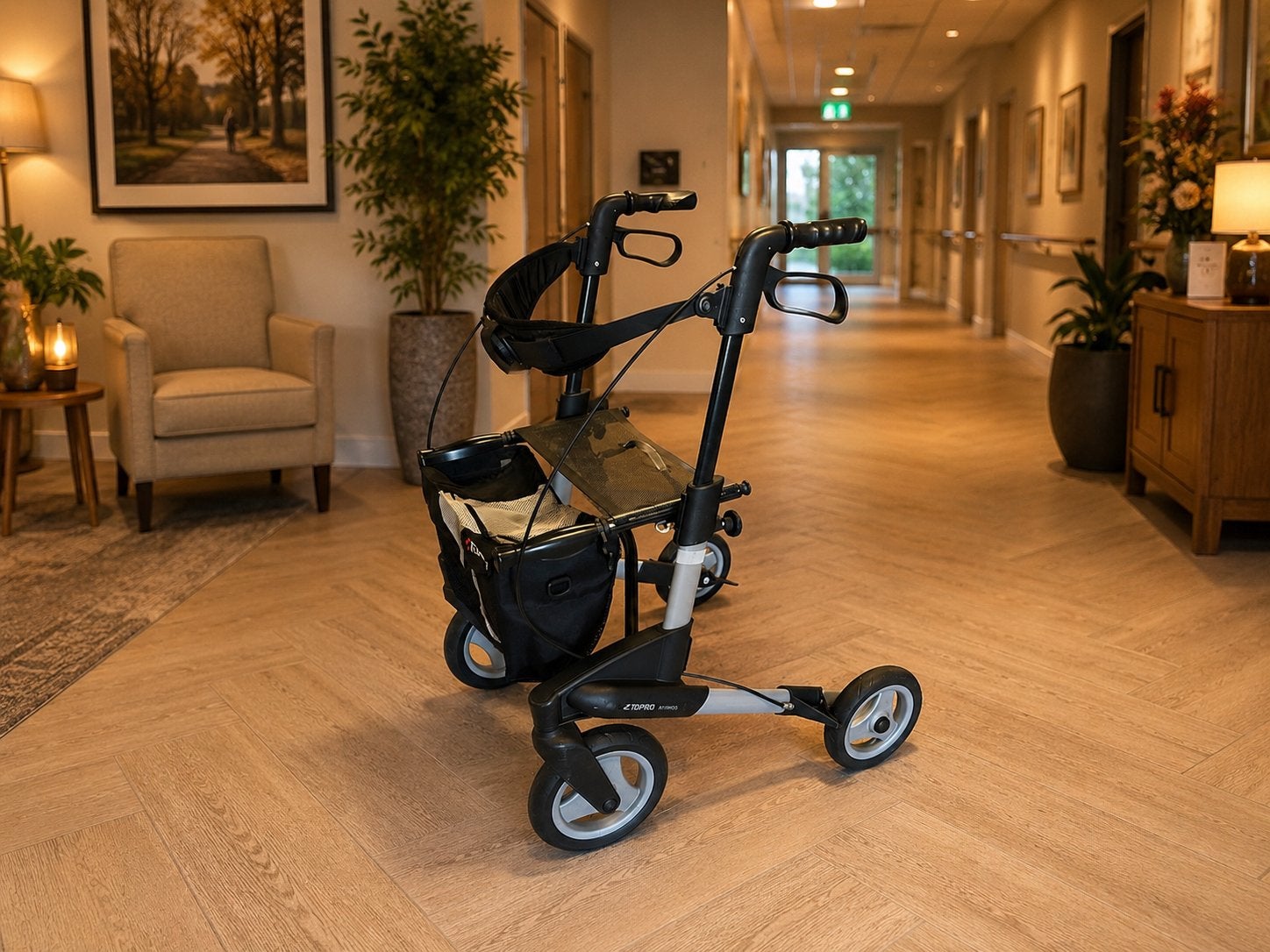 Rollator Topro Olympos incl rugsteun mt S 140-170 cm  150 kg, Diversen, Rollators, Zo goed als nieuw, Lichtgewicht, Ophalen