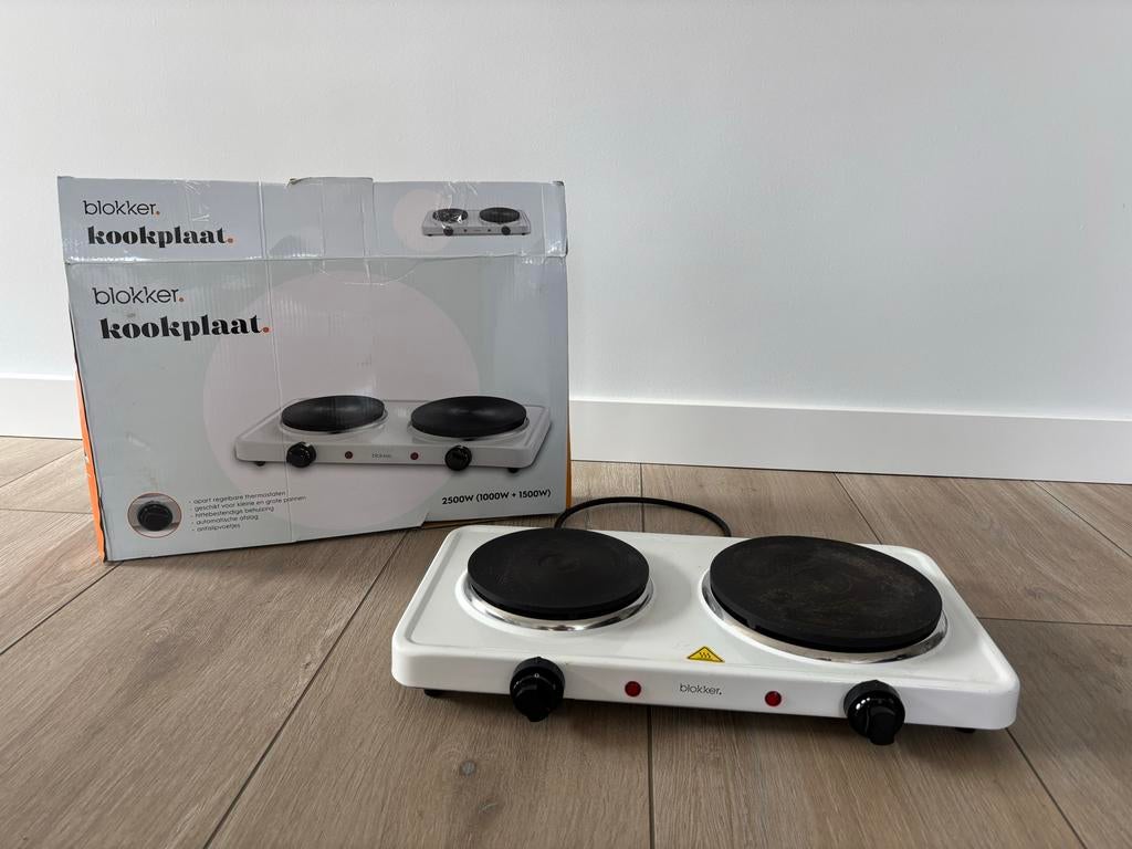 Blokker Kookplaat 2500W (1000W + 1500W) - Elektrisch, Gebruikt, 3 kookzones of minder, Ophalen of Verzenden, Vrijstaand