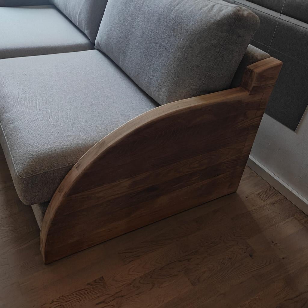 InHouse Rovella bank - met houten leuning, Ophalen, 75 tot 100 cm, Rechte bank, Stof