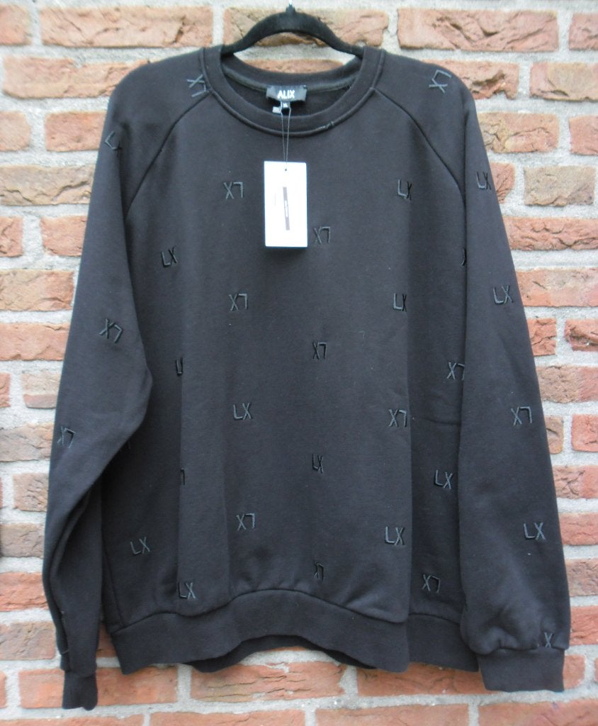 Nieuwe Alix the label sweater met logo print (geborduurd) XL, Alix the label, Zwart, Maat 46/48 (XL) of groter, Nieuw