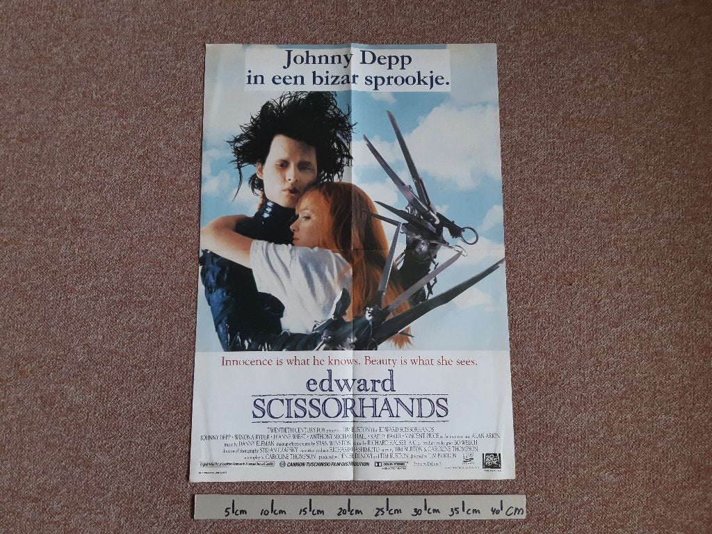 Poster Film Johnny Depp Edward Scissorhands Paula Abdul A2, Rechthoekig Staand, Ophalen of Verzenden, Zo goed als nieuw, A1 t/m A3