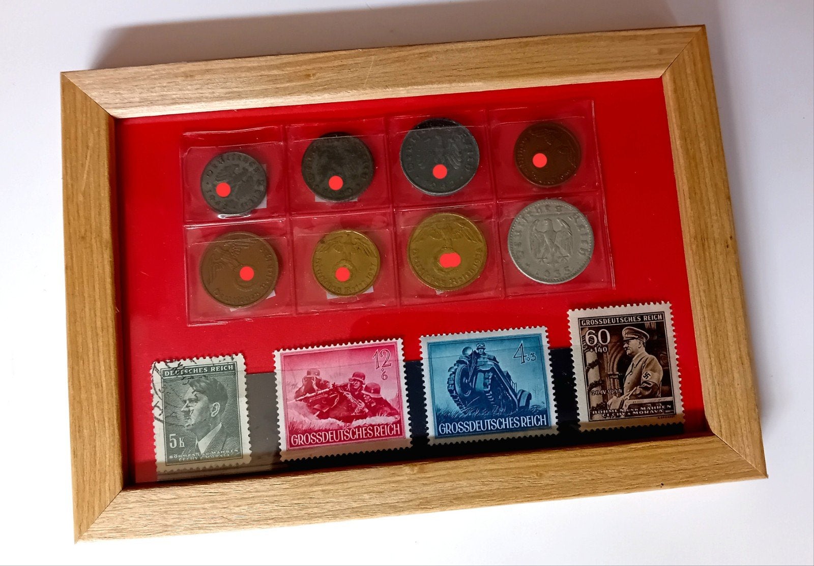 WO2 Complete Reeks Reichspfennig Munten  Postzegels in Lijst, Ophalen of Verzenden, Landmacht, Duitsland, Hulzen of Bodemvondsten
