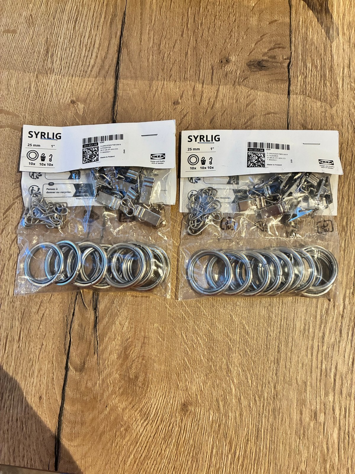IKEA SYRLIG Gordijnringen met klem en haak, vernikkeld, Met haken, Metaal, Nieuw, Ophalen of Verzenden