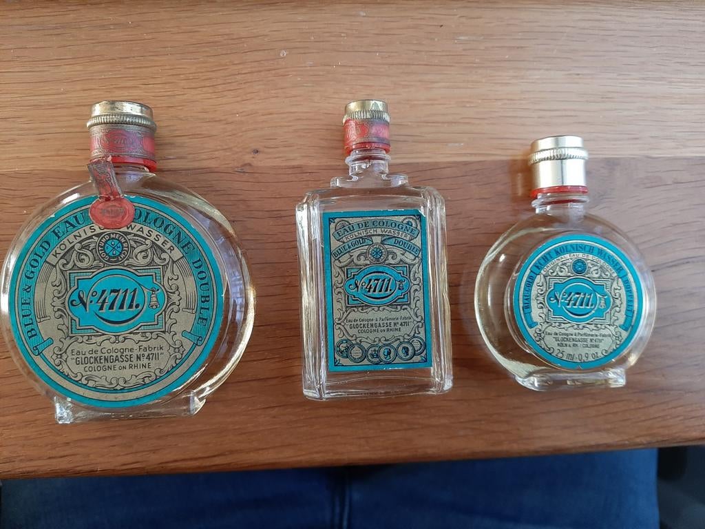 Vintage 4711 Eau de Cologne Flesjes (Gevuld), Antiek en Kunst, Antiek | Glas en Kristal, Ophalen of Verzenden