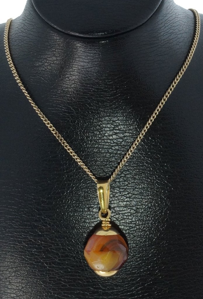 Carneool vintage 14k gouden ketting hanger dames retro