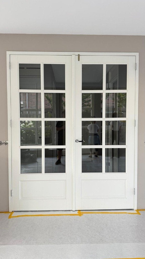 Mooie dubbele binnendeur met glas / 231,5 x 186 cm, Doe-het-zelf en Verbouw, Deuren en Horren, Zo goed als nieuw, Binnendeur, 215 cm of meer