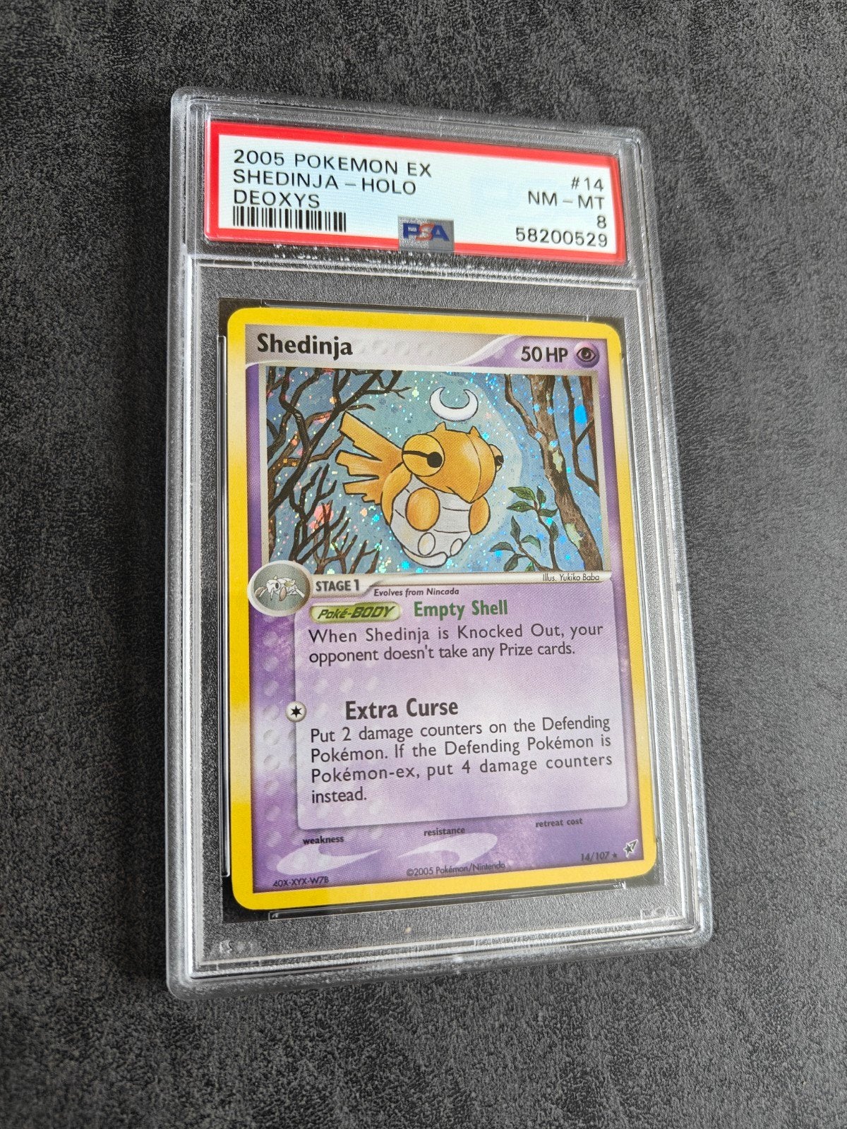 Shedinja Holo EX Deoxys PSA 8, Hobby en Vrije tijd, Verzamelkaartspellen | Pokémon, Ophalen of Verzenden, Zo goed als nieuw, Losse kaart