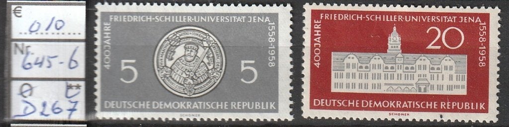 DDR Friedrich-Schiller-Uni, Jena Michel 645-6 Nr.D267p, Verzenden, DDR, Postfris