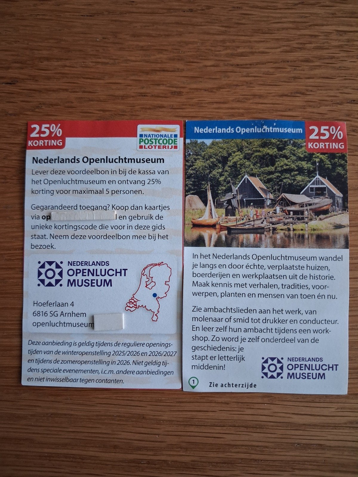 OPENLUCHTMUSEUM ARNHEM 25% KORT MAX 5 PERSONEN!, Drie personen of meer, Kortingskaart