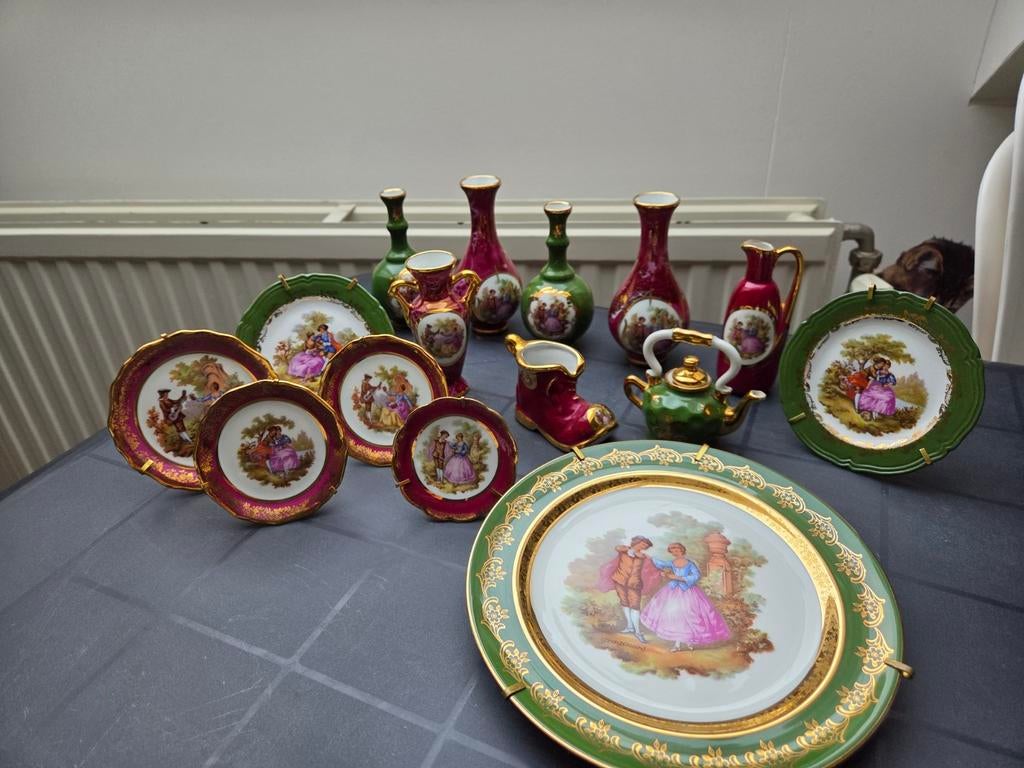 Limoges porselein set - Vaasjes, bordjes en potjes, Ophalen of Verzenden