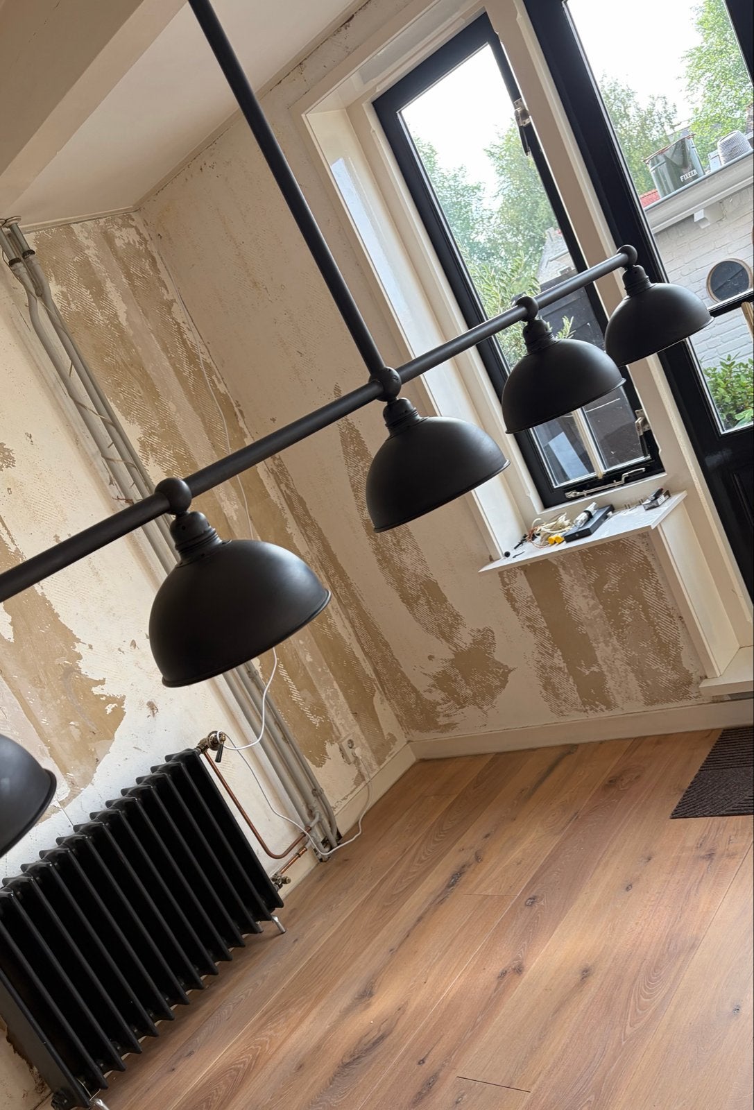 Frezoli hanglamp Vechia 5 - Loodkleur, wit binnenzijde, Ophalen of Verzenden, Gebruikt, Metaal, E27 (groot)