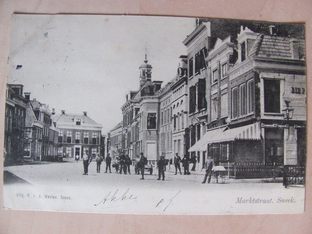 Sneek 1905 Marktstraat, Ophalen of Verzenden, Voor 1920, Gelopen, Friesland