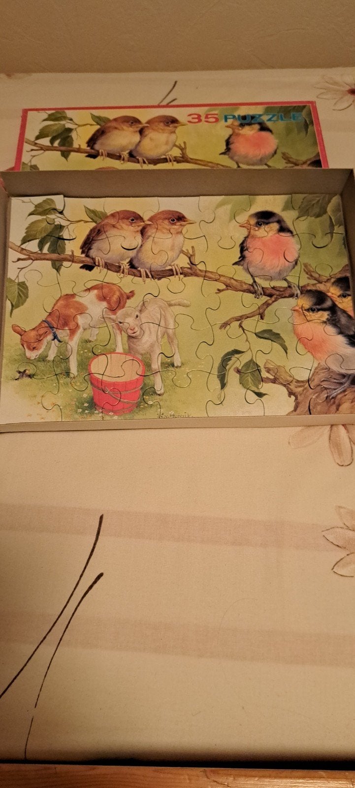 Vintage Legpuzzel 35 stukjes - Vogels en Dieren, Ophalen of Verzenden, Minder dan 500 stukjes, Gebruikt, Legpuzzel