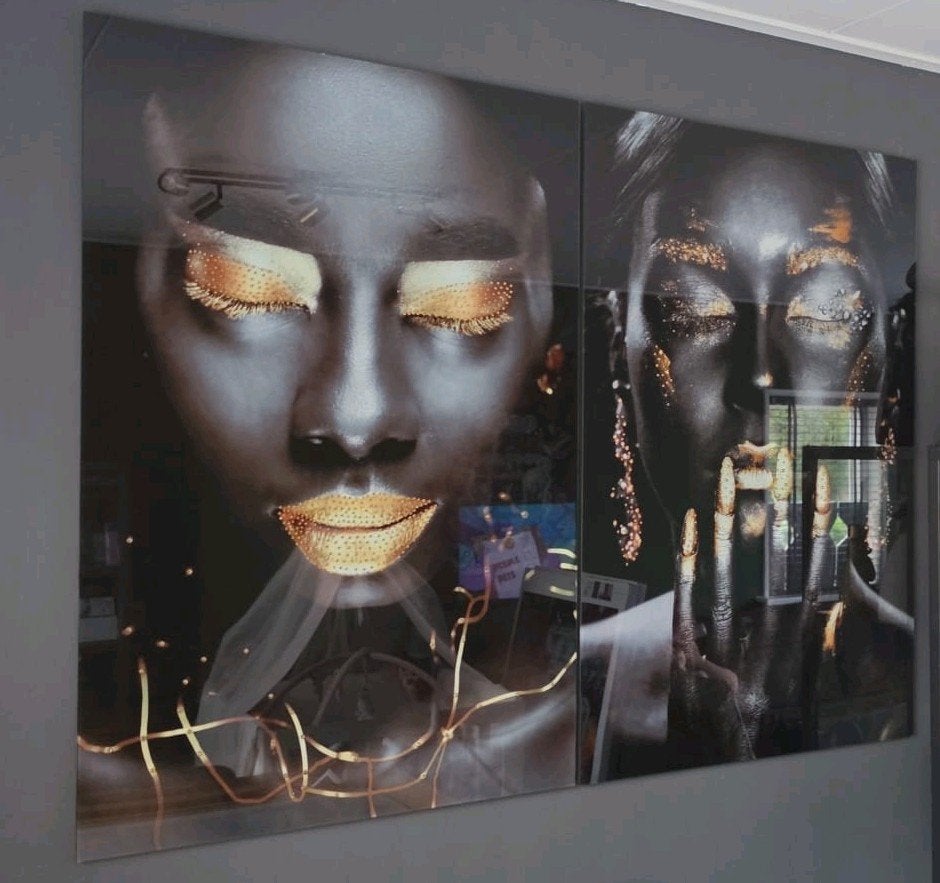 Prachtig modern schilderij: Vrouw met gouden accenten, Huis en Inrichting, Ophalen, Zo goed als nieuw, Schilderij, 75 – 100