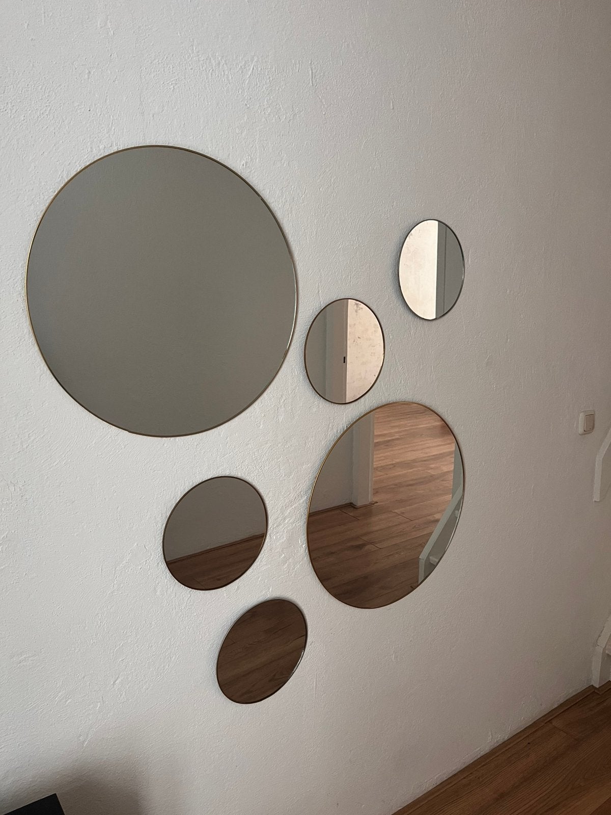 6x ronde spiegels, Ophalen, Minder dan 50 cm, Rond, Zo goed als nieuw