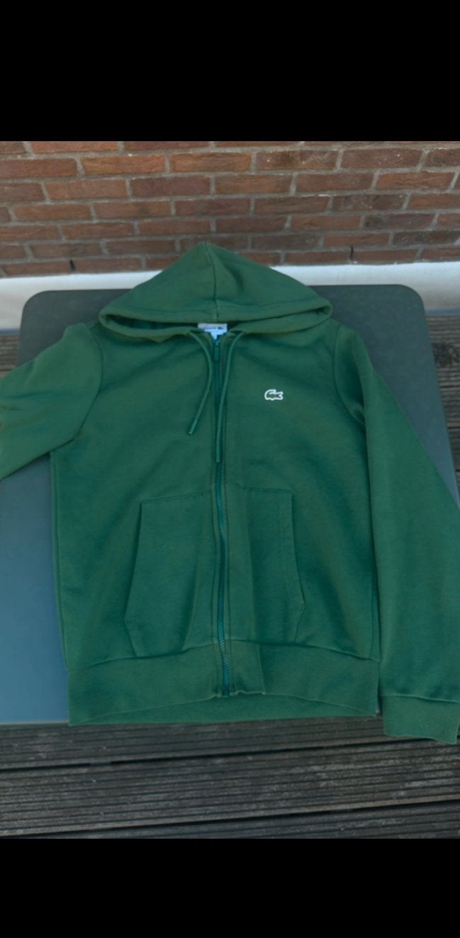 Lacoste Classic Fit zip hoodie donkergroen – maat S, Kleding | Heren, Ophalen of Verzenden, Zo goed als nieuw