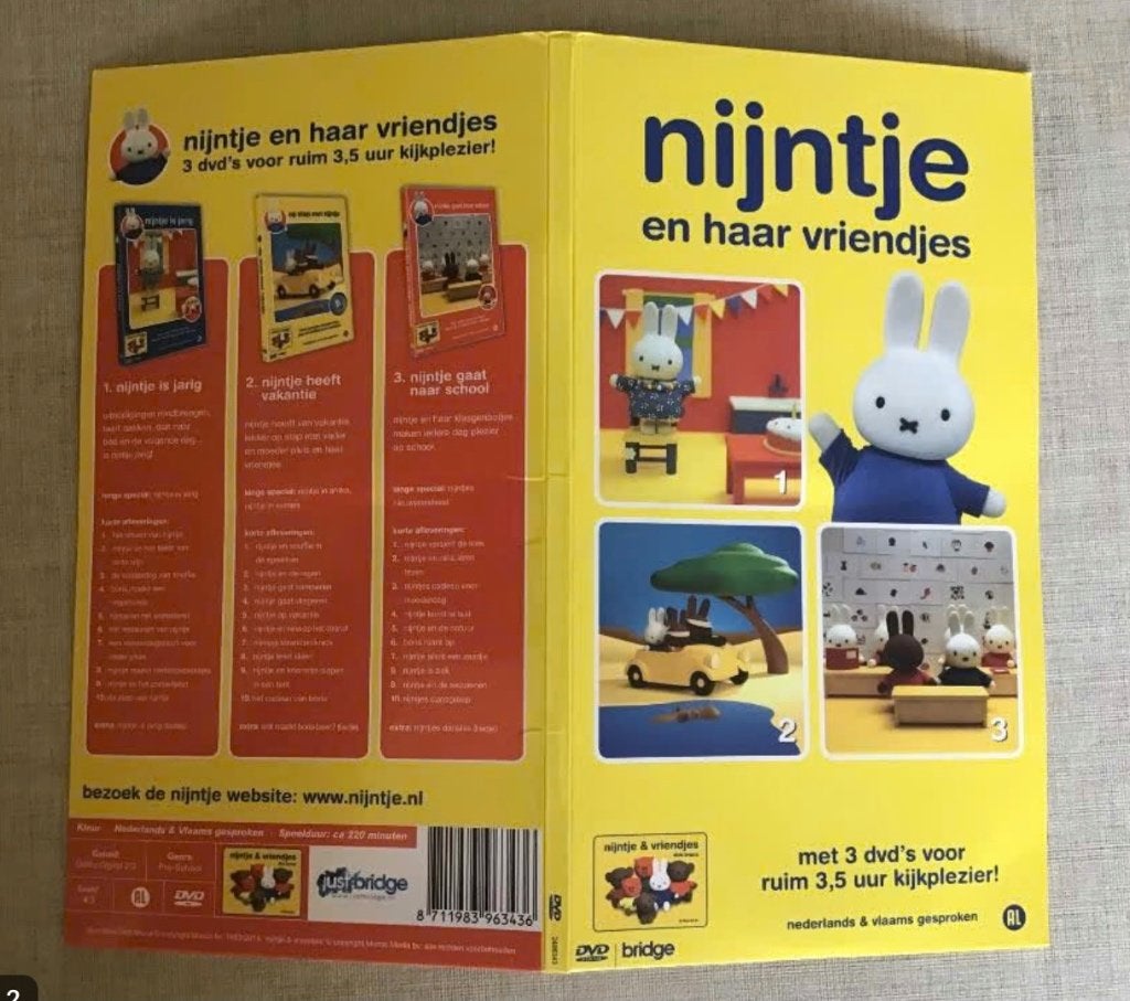 3 DVD.uitgave Nijntje en haar vriendjes naar Dick Bruna., Alle leeftijden, Ophalen of Verzenden, Gebruikt