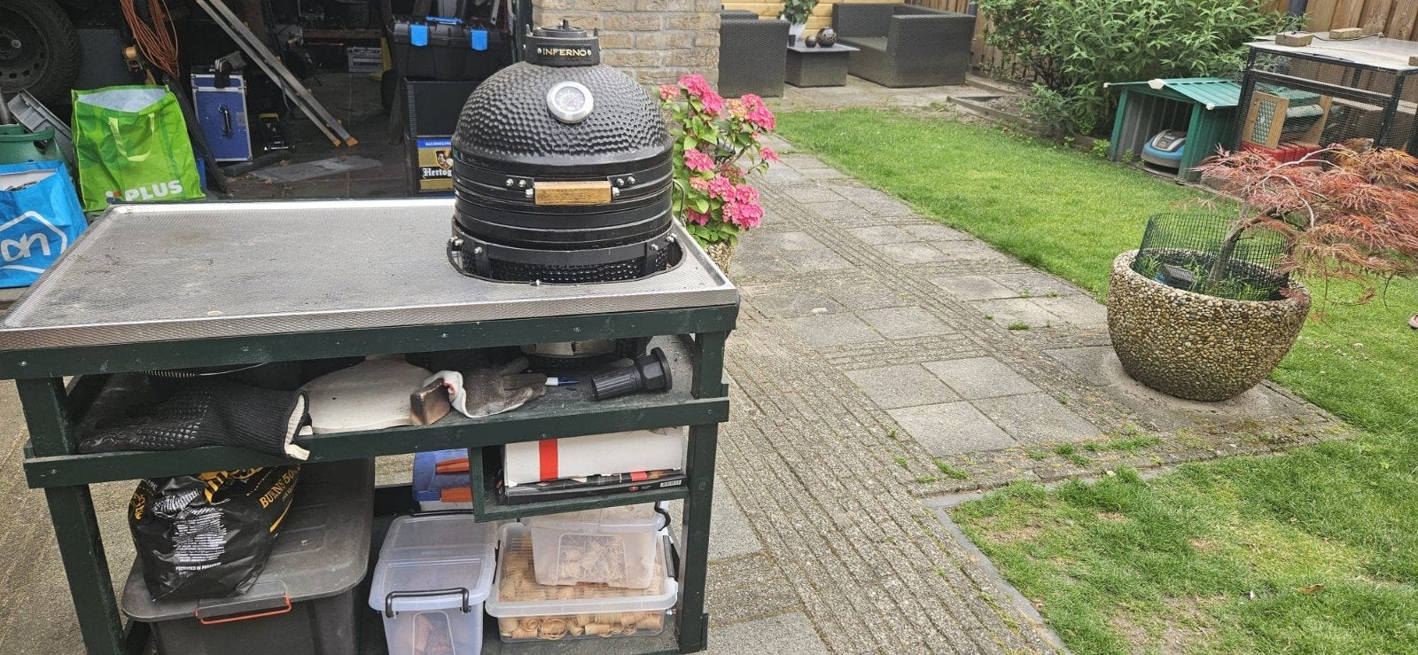 Inferno kamado, Ophalen, Gebruikt, Gas