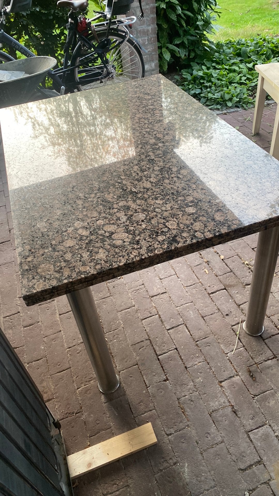 Granieten keukentafel, Huis en Inrichting, Ophalen, 100 tot 150 cm, 50 tot 100 cm, Zo goed als nieuw