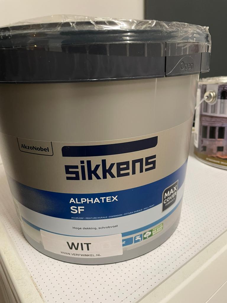Sikkens Alphatex binnen 5ltr nieuw, Doe-het-zelf en Verbouw, Ophalen, Nieuw, Wit