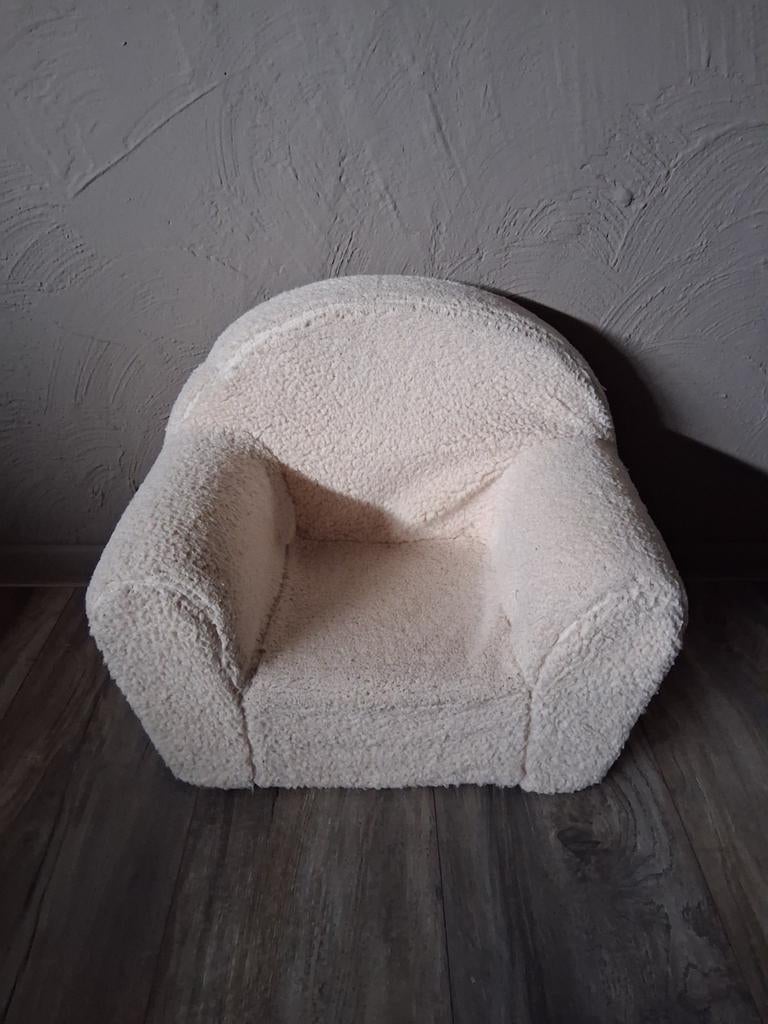 Zachte kinderstoel - Crème teddy stof, Ophalen