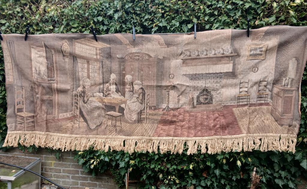 Antiek gobelin wandkleed 'de 4 generaties', Ophalen of Verzenden