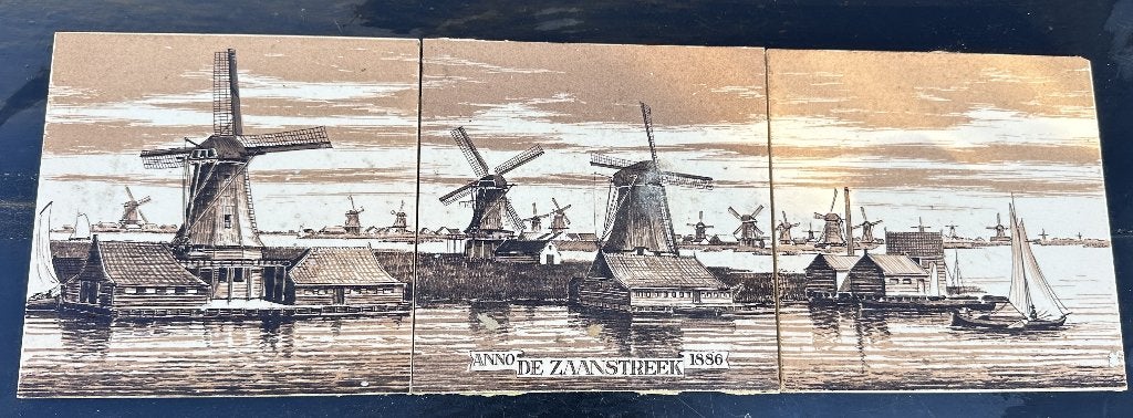3x losse tegels afbeelding Zaanstreek, 1886, Ophalen of Verzenden